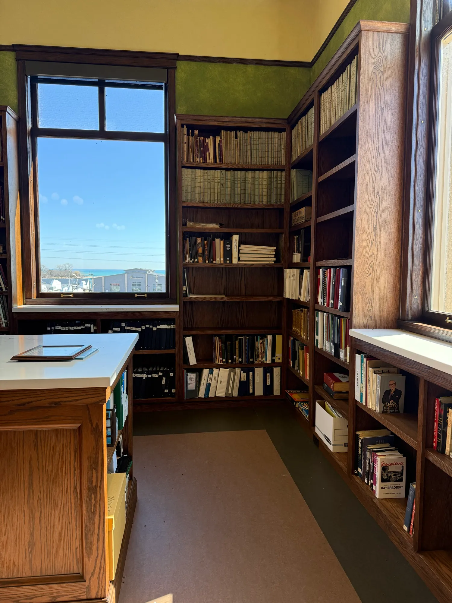 Custom library casework and millwork by Pio Custom Cabinetry