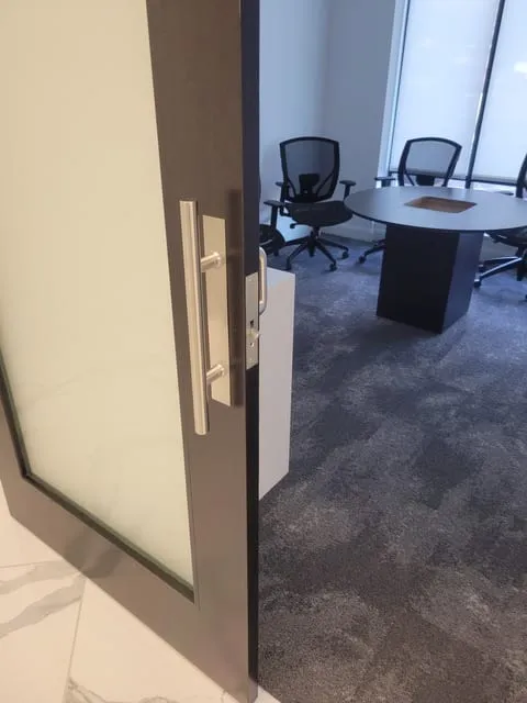 Custom corporate office millwork by Pio Custom Cabinetry