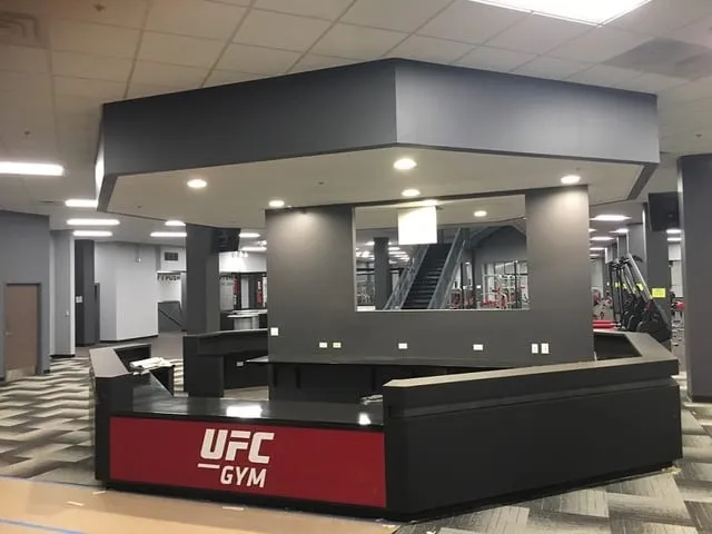 Custom millwork at a fitness facility by Pio Custom Cabinetry
