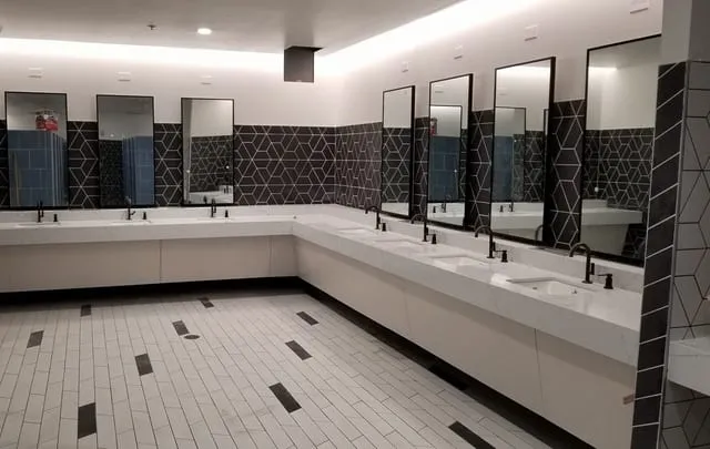 Custom millwork at a fitness facility by Pio Custom Cabinetry