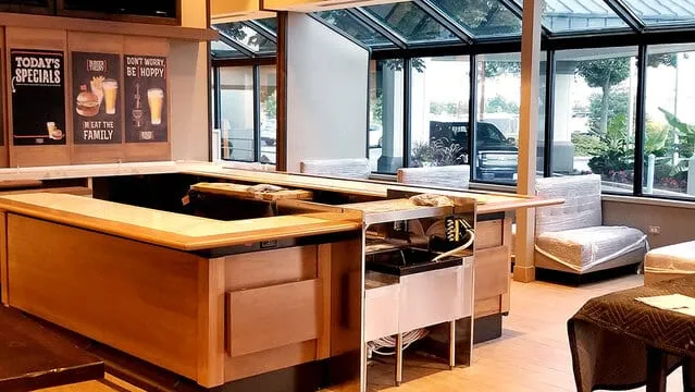 Custom restaurant millwork and seating by Pio Custom Cabinetry