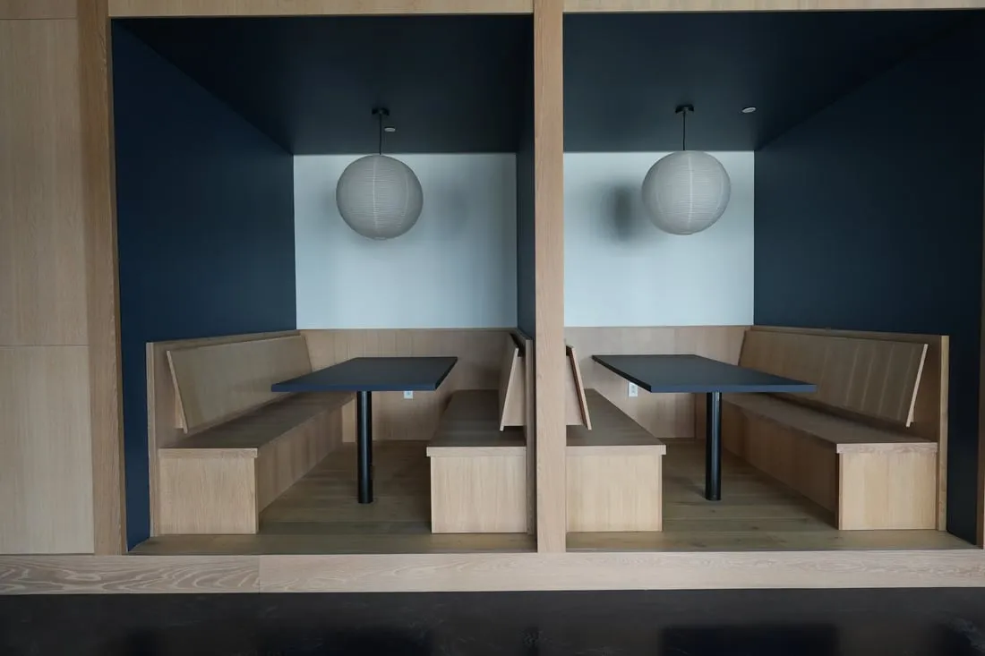 Custom restaurant millwork and seating by Pio Custom Cabinetry