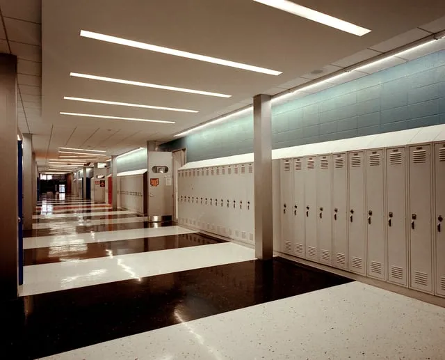 Custom casework in a school interior