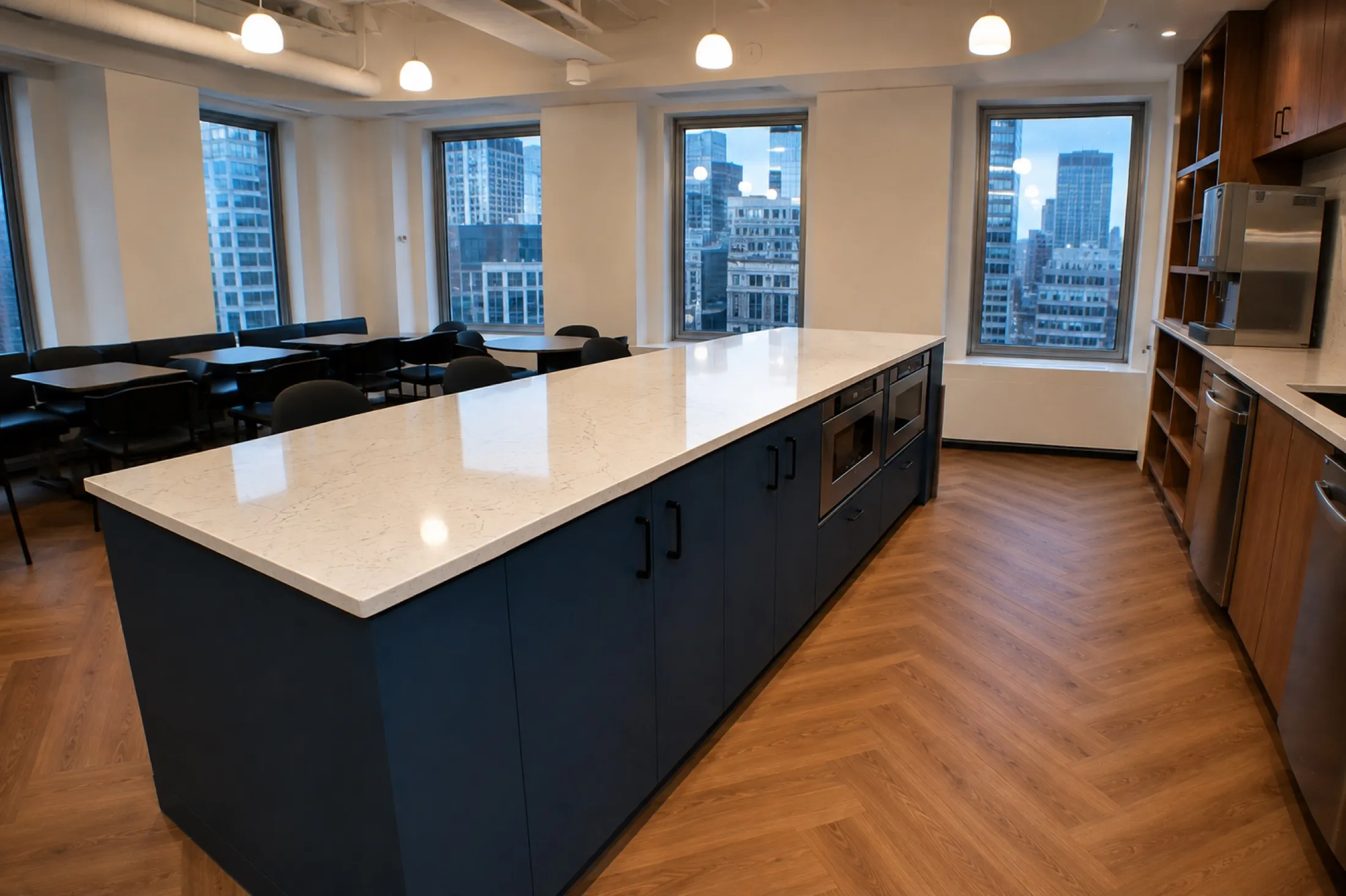 Custom corporate office millwork by Pio Custom Cabinetry