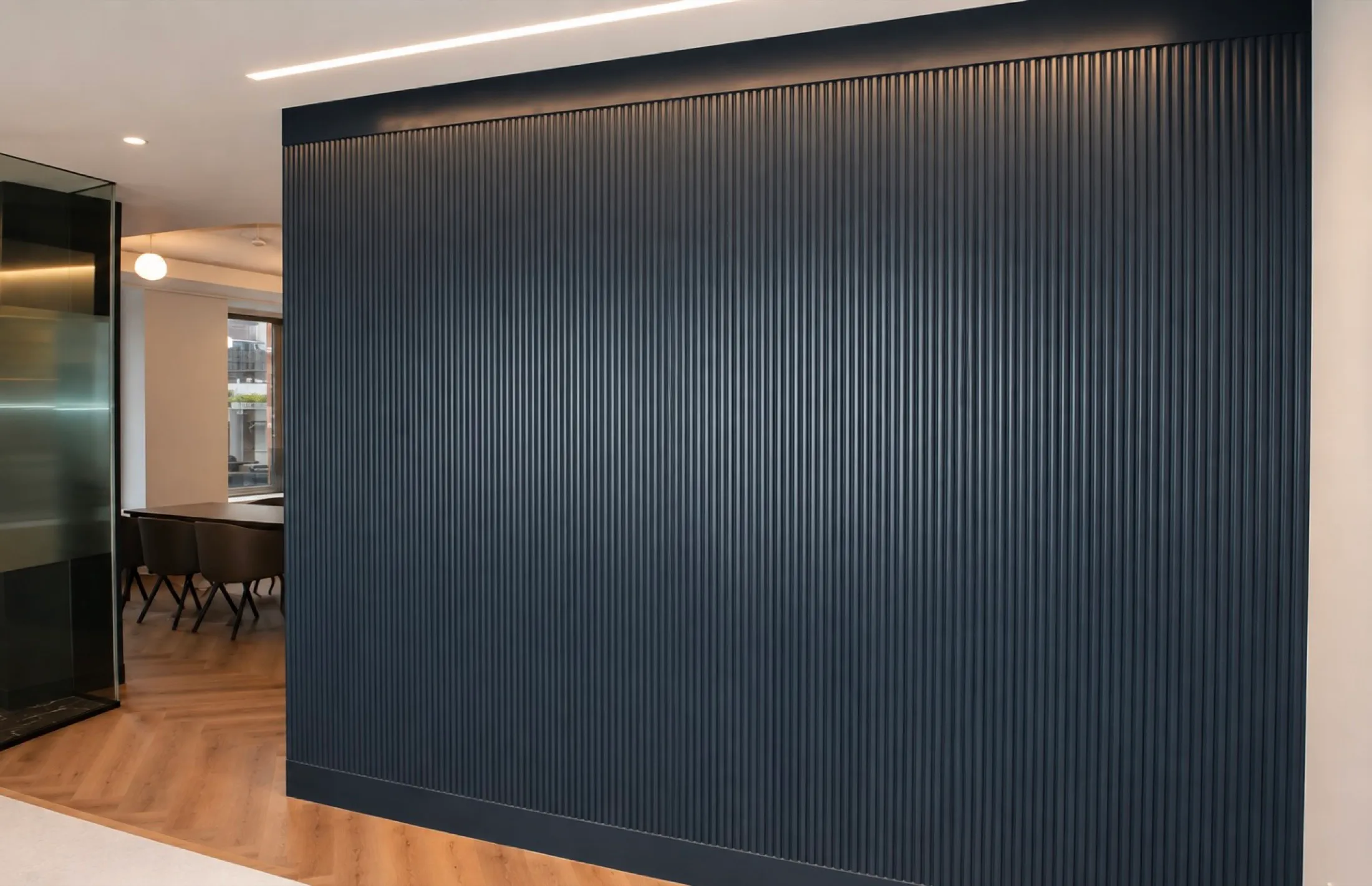 Custom corporate office millwork by Pio Custom Cabinetry