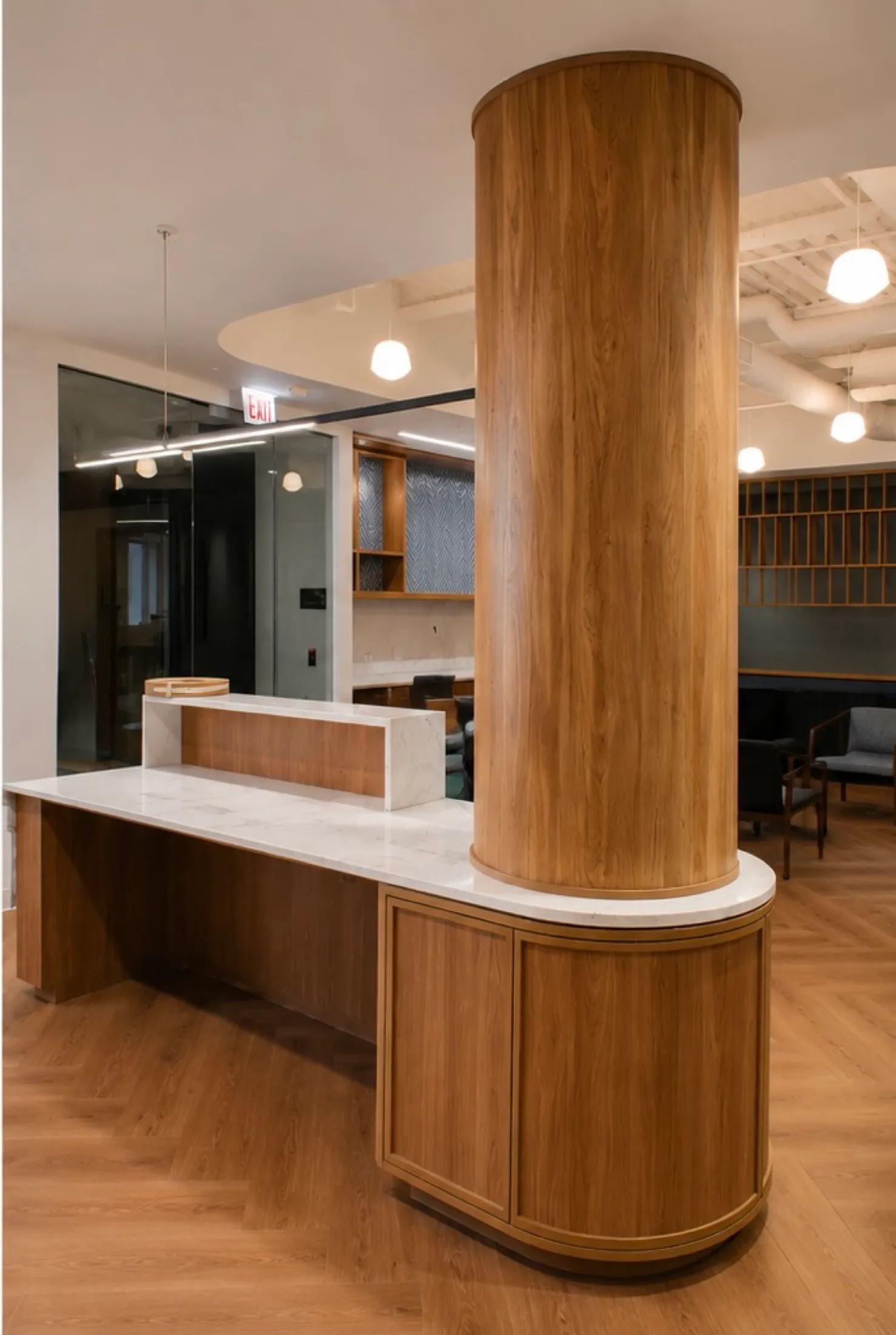 Custom corporate office millwork by Pio Custom Cabinetry