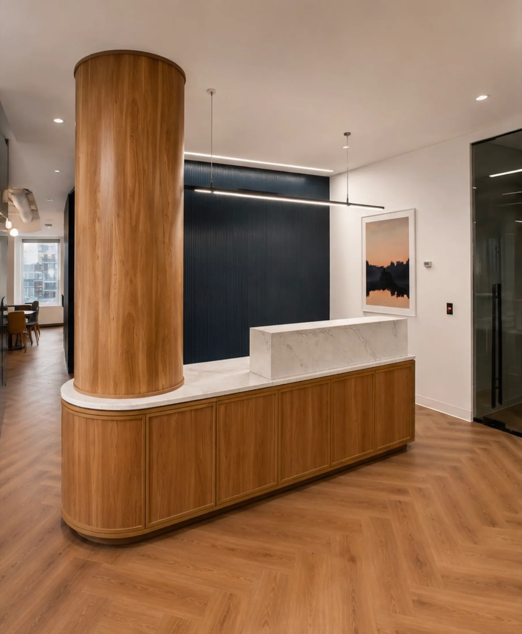 Custom corporate office millwork by Pio Custom Cabinetry