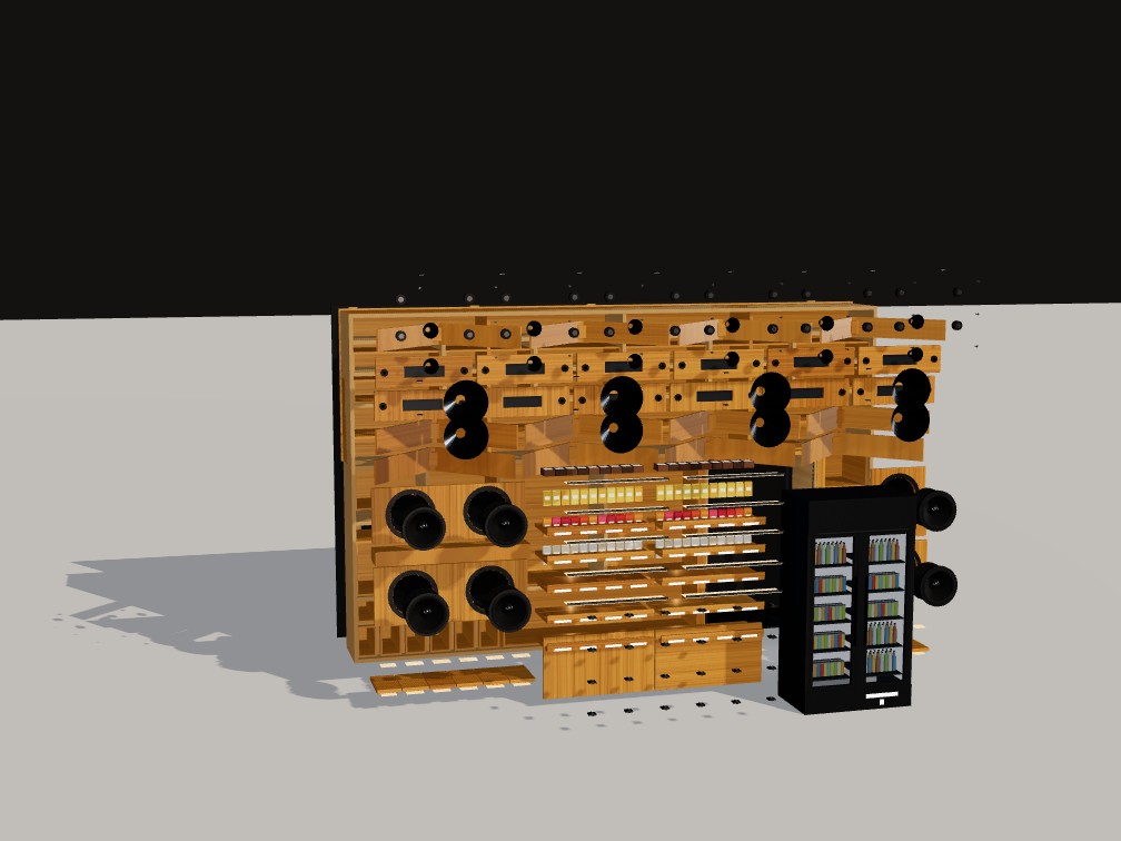 3D exploded-view rendering of the Seven Point speaker wall